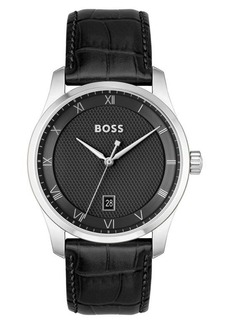 Hugo Boss BOSS Principle Leather Strap Watch