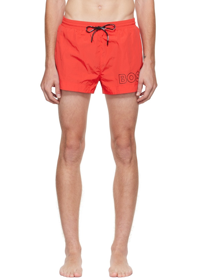 Hugo Boss BOSS Red Crinkled Swim Shorts