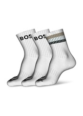Hugo Boss Boss Rib Stripe Crew Socks, Pack of 3