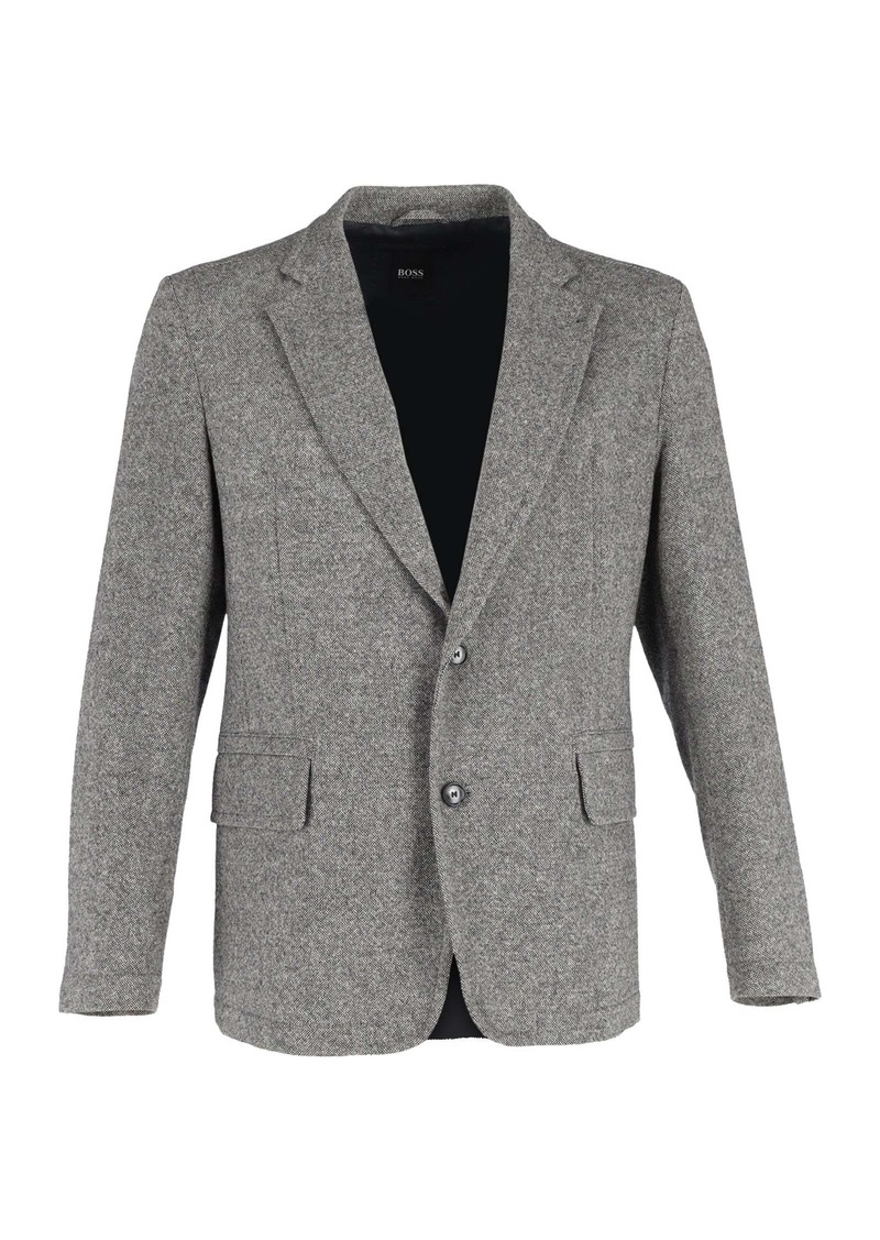 Hugo Boss Boss Single-Breasted Blazer in Gray Wool
