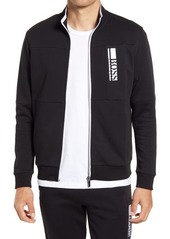 Hugo Boss BOSS Skak Zip Front Sweatshirt in Black at Nordstrom