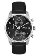 Hugo Boss BOSS Skymaster Chronograph Leather Strap Watch