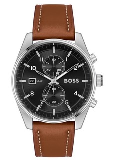 Hugo Boss BOSS Skytraveller Chronograph Leather Strap Watch