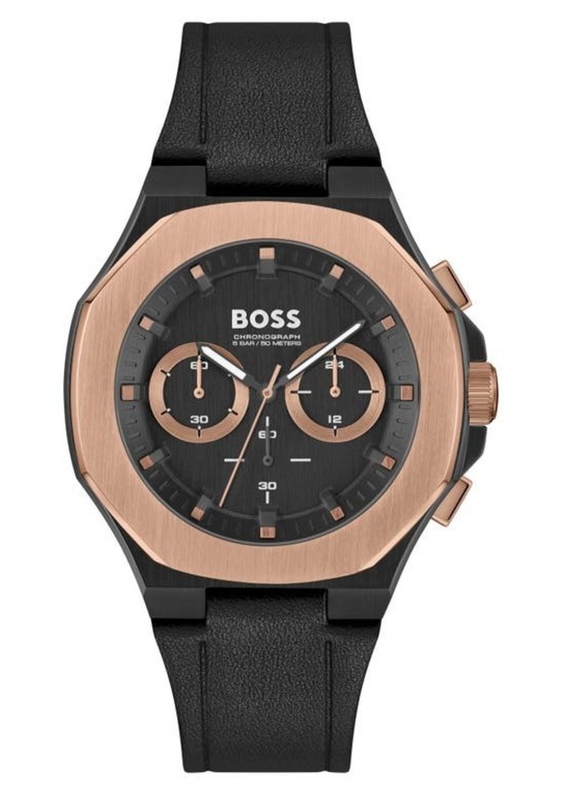 Hugo Boss BOSS Taper Chronograph Leather Strap Watch