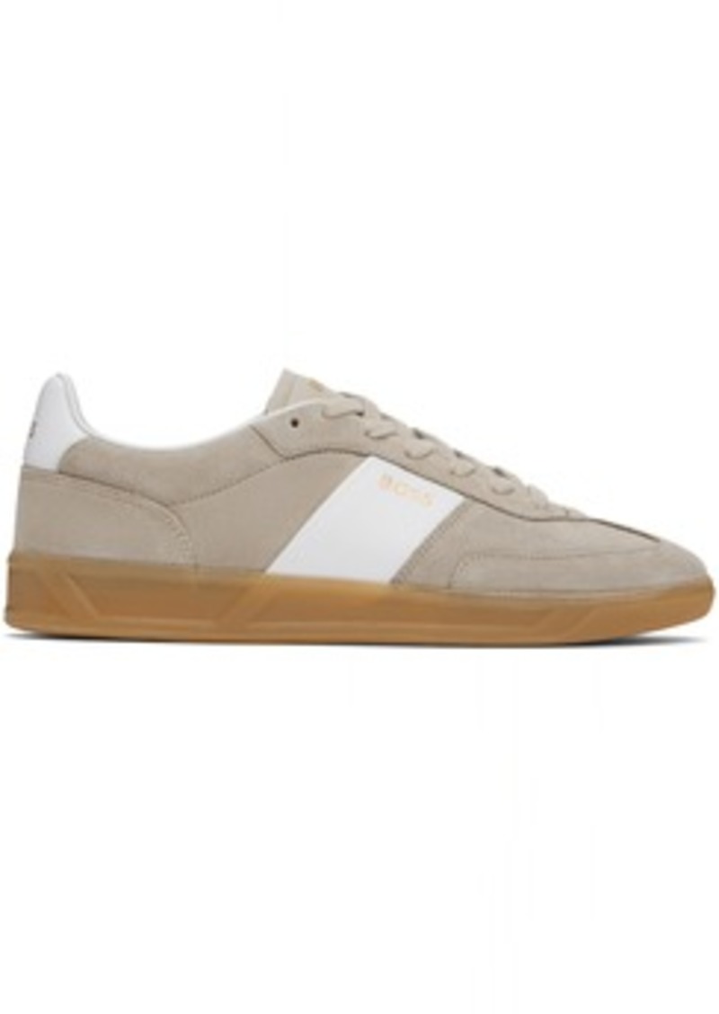 Hugo Boss BOSS Taupe & White Suede Sneakers