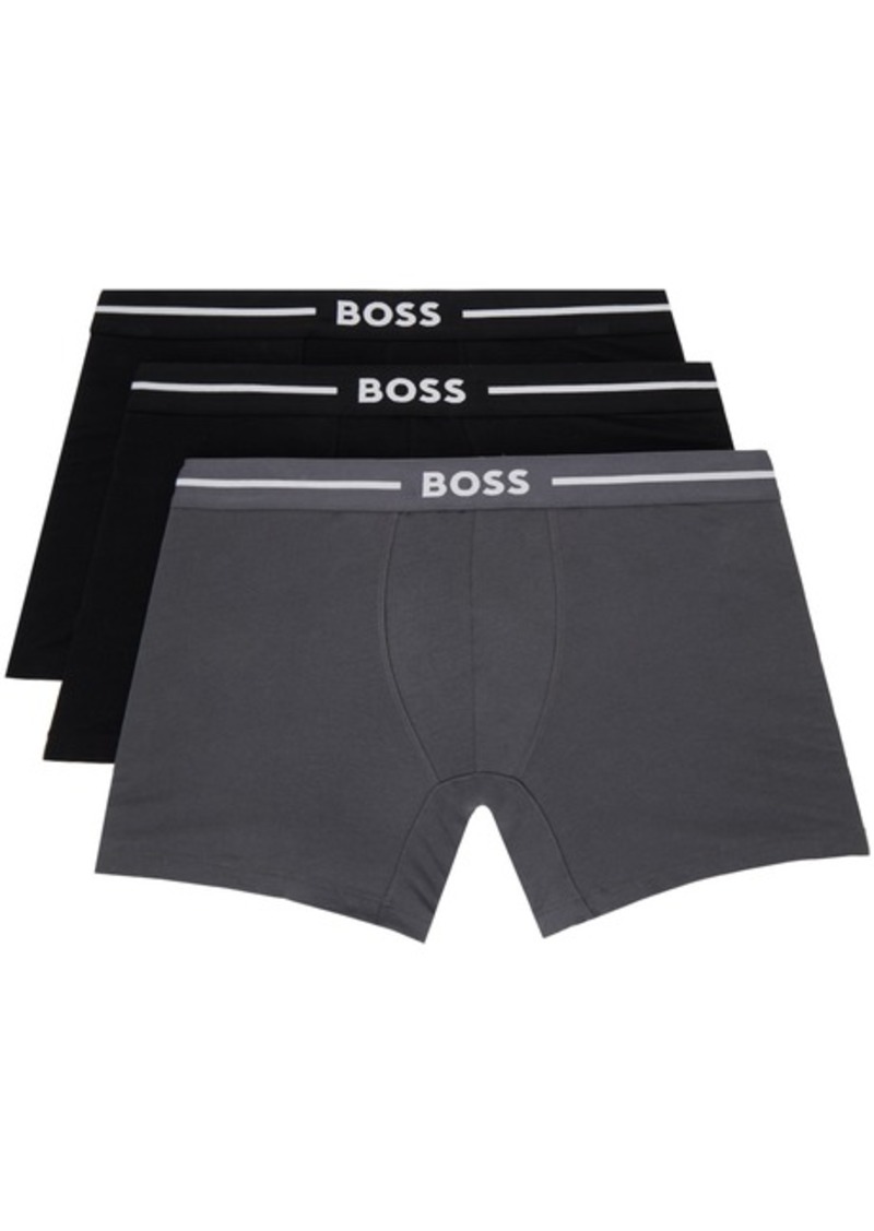 Hugo Boss BOSS Three-Pack Black & Gray Boxers