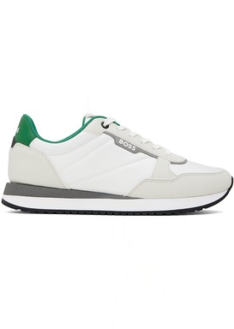 Hugo Boss BOSS White & Green Paneled Sneakers