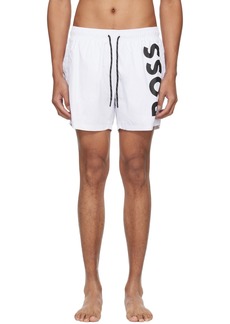 Hugo Boss BOSS White Large Print Swim Shorts