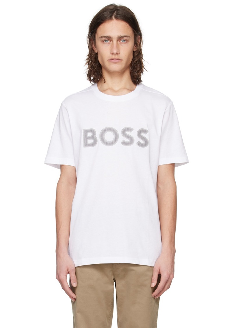 Hugo Boss BOSS White Mesh Print T-Shirt