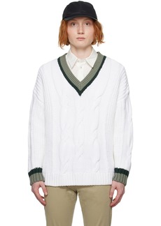 Hugo Boss BOSS White V-Neck Sweater