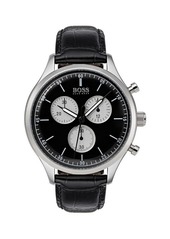 Hugo Boss Companion Stainless Steel Leather-Strap Watch