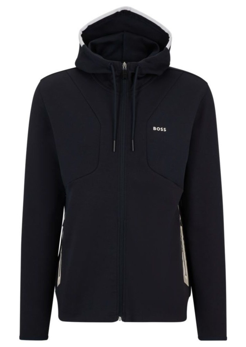 Hugo Boss Cotton-blend zip-up hoodie with HD logo print