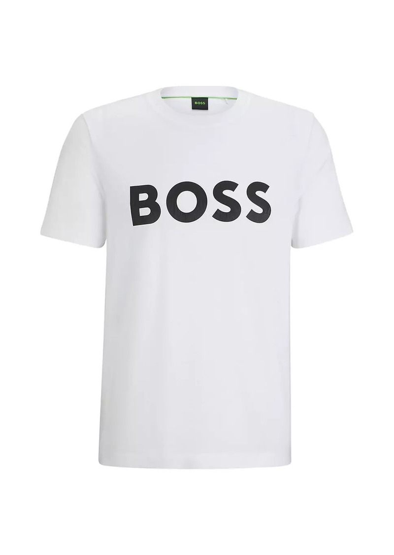 Hugo Boss Cotton-Jersey T-Shirt with Decorative Reflective Hologram Logo
