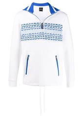 Hugo Boss embroidered logo zip sweatshirt