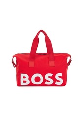 Hugo Boss Recycled-nylon holdall with oversize logo and leather trims