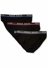 Hugo Boss BOSS Men's 3-Pack Classic Regular Fit Stretch Briefs Black with Red/Gray/Navy S