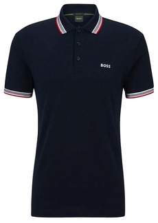 Hugo Boss Men Paddy Ncsa Pique Cotton Navy Blue Polo Shirt