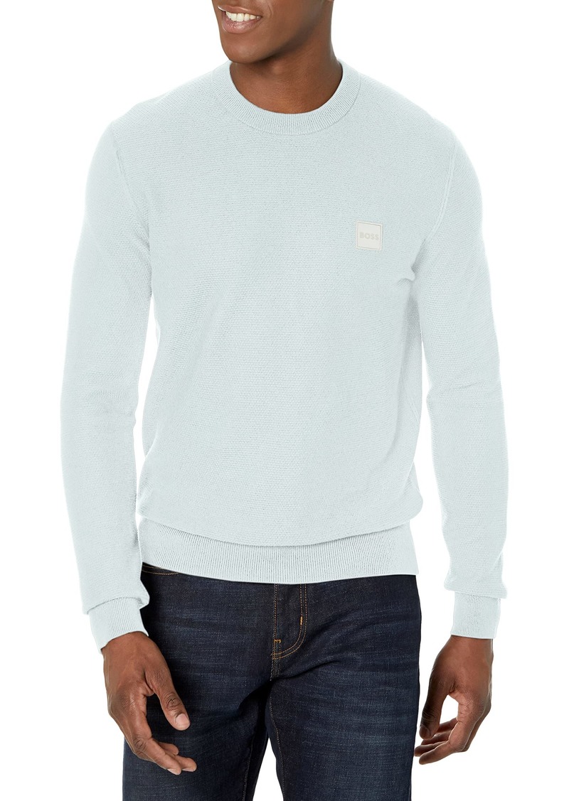 Hugo Boss BOSS Men's Cotton Blend Logo Patch Sweater ice Flow XXL