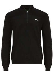 Hugo Boss Men's Momentum X Dry Flex Half Zip Pullover Sweater Solid Black