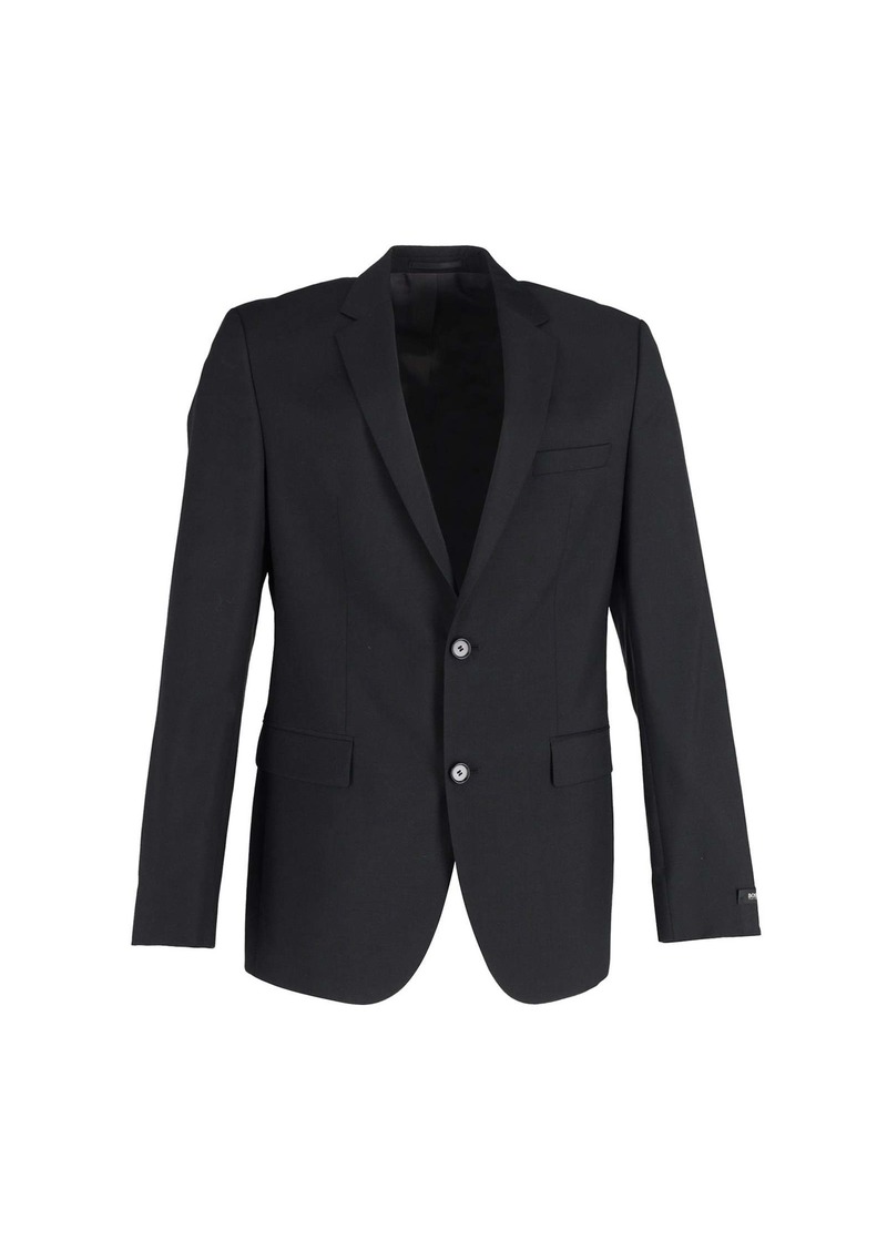 Hugo Boss Single-Breasted Blazer in Black Cotton