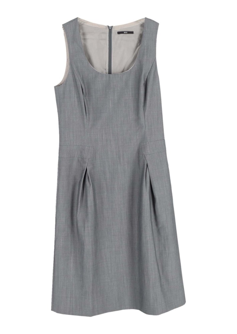 Hugo Boss Sleeveless Shift Dress in Grey Wool