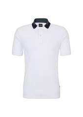 Hugo Boss Interlock-Cotton Polo Shirt with Color-Blocked Collar