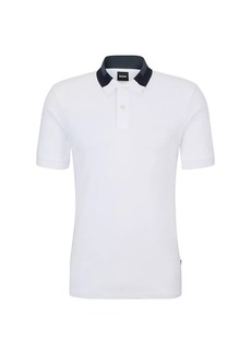Hugo Boss Interlock-Cotton Polo Shirt with Color-Blocked Collar