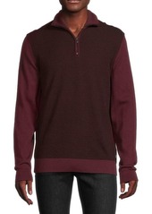 Hugo Boss Ladamo Virgin Wool Blend Mockneck Quarter Zip Sweater