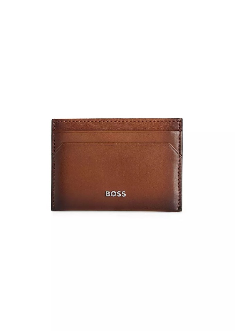 Hugo Boss Leather Card Holder with Logo Lettering