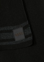 Hugo Boss logo-patch ribbed-knit beanie