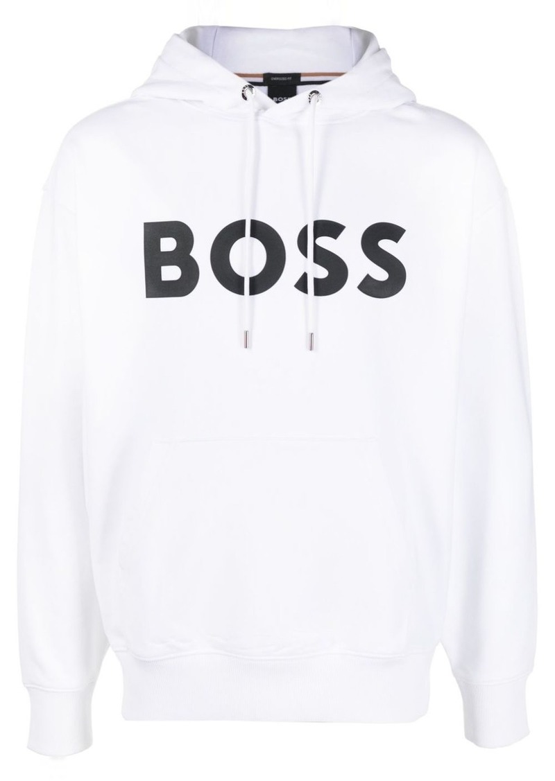 Hugo Boss logo-print cotton hoodie