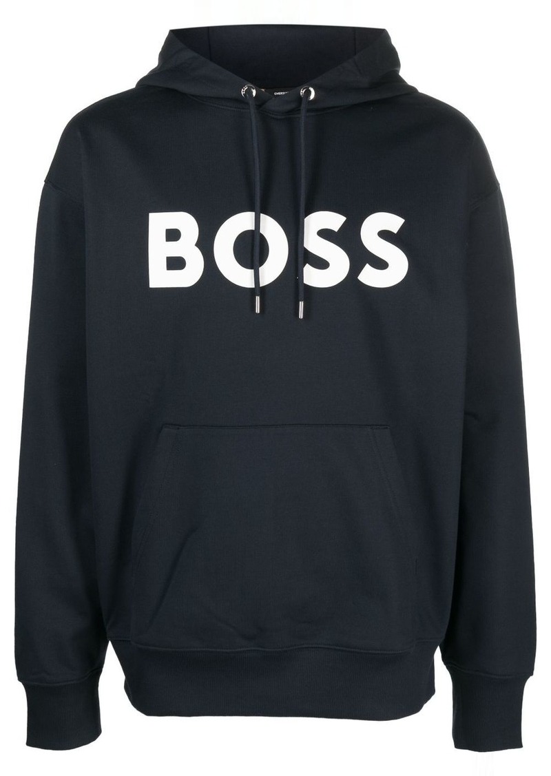 Hugo Boss logo-print cotton hoodie