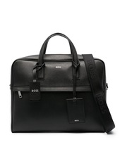 Hugo Boss logo-stamp leather laptop bag