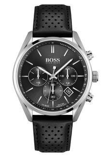 Hugo Boss BOSS Champion Chronograph Leather Strap Watch