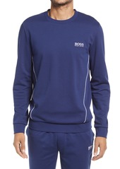 HUGO BOSS Tracksuit Pique Crewneck Lounge Sweatshirt in Medium Blue at Nordstrom