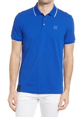 Hugo Boss BOSS Parlay Slim Fit Tipped Pique Polo in Open Blue at Nordstrom
