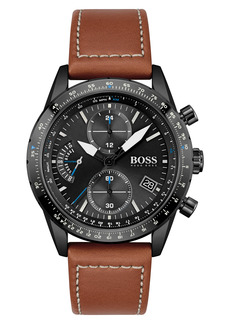 Hugo Boss BOSS Pilot Edition Chronograph Leather Strap Watch