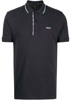 Hugo Boss Mens Paule Short Sleeve Pique Cotton Polo Shirt In Navy