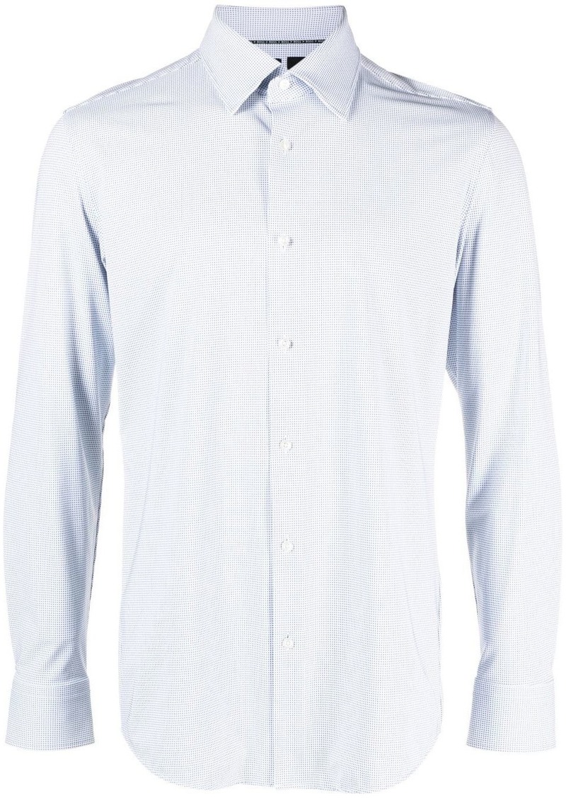 Hugo Boss micro-dot print long-sleeve shirt