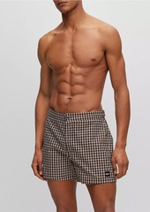 Hugo Boss Quick-Drying Swim Shorts With Hounstooth Pattern