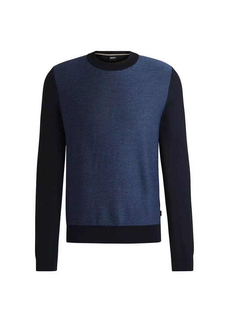 Hugo Boss Regular-Fit Sweater with Herringbone Structure