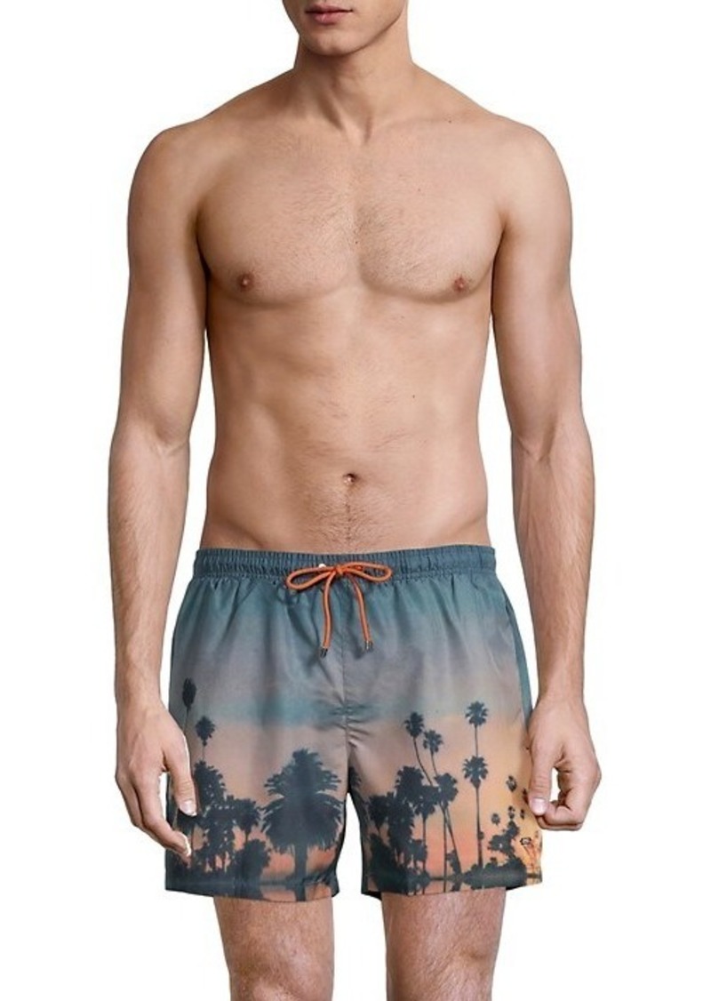 BOSS - Monogram-print swim shorts in quick-drying recycled fabric