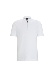 Hugo Boss Structured-cotton slim-fit polo shirt with zip placket
