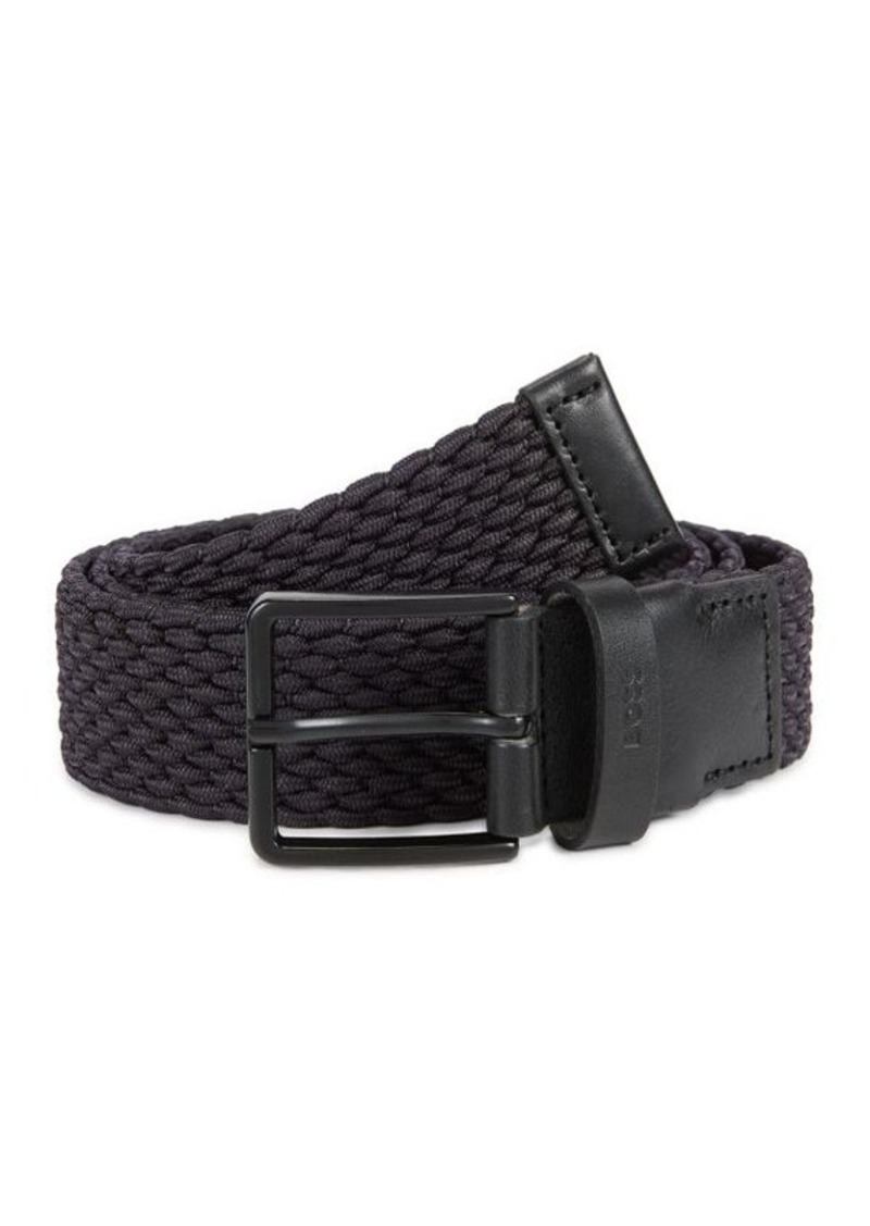 Hugo Boss Ther Leather Trim Stretch Belt