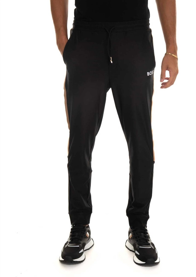 Hugo Boss Thick Cotton Hicon Mb 1 Side Stripe Track Pant In Black