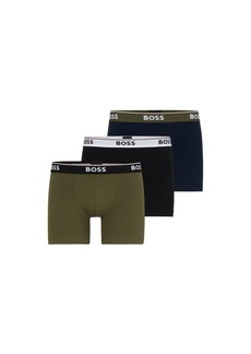 Hugo Boss Three-pack of stretch-cotton boxer briefs with logos