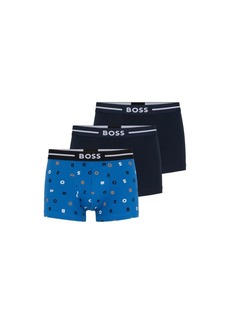 Hugo Boss Three pack of stretch-cotton trunks with logo waistbands