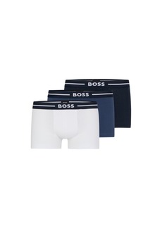 Hugo Boss Three-pack of stretch-cotton trunks with logo waistbands