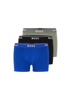 Hugo Boss Three-pack of stretch-cotton trunks with logo waistbands