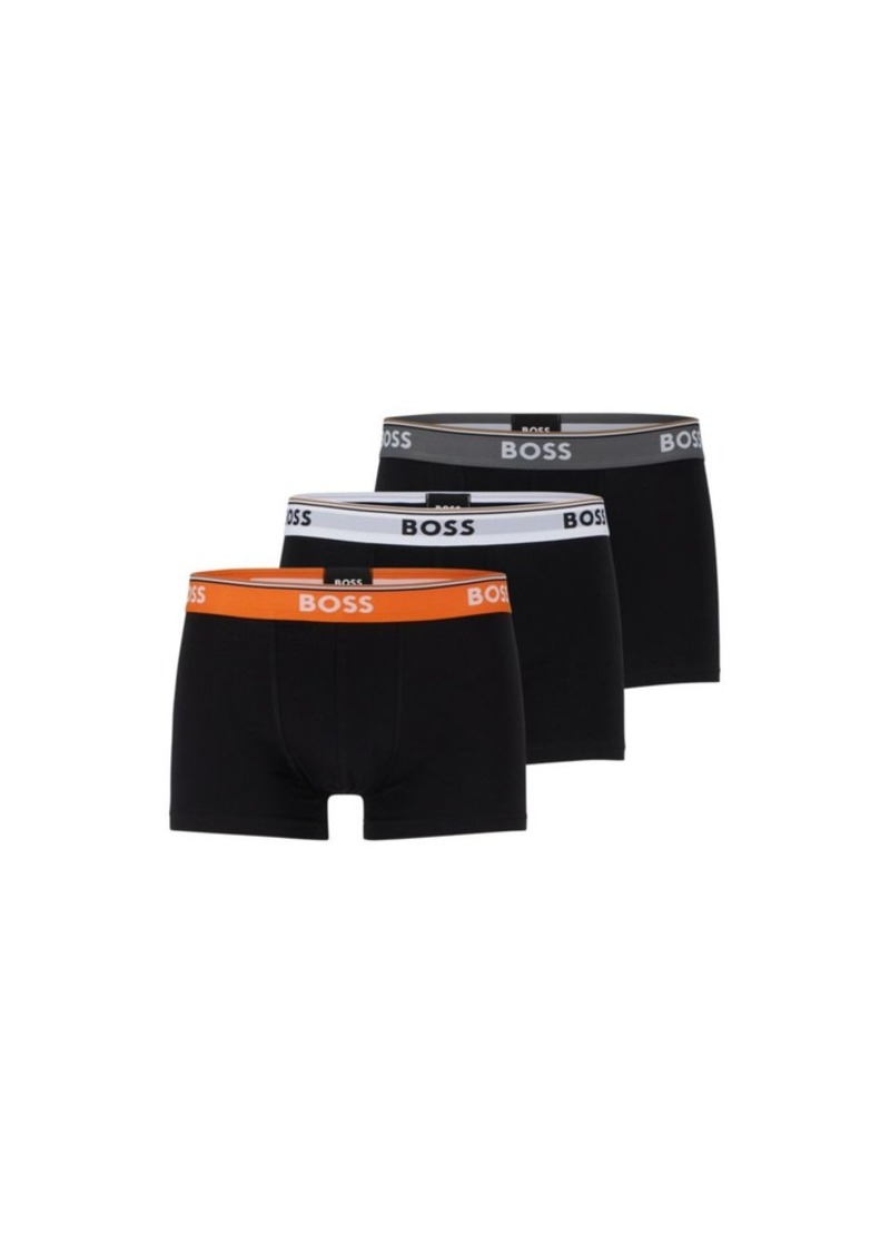 Hugo Boss Three-pack of stretch-cotton trunks with logo waistbands